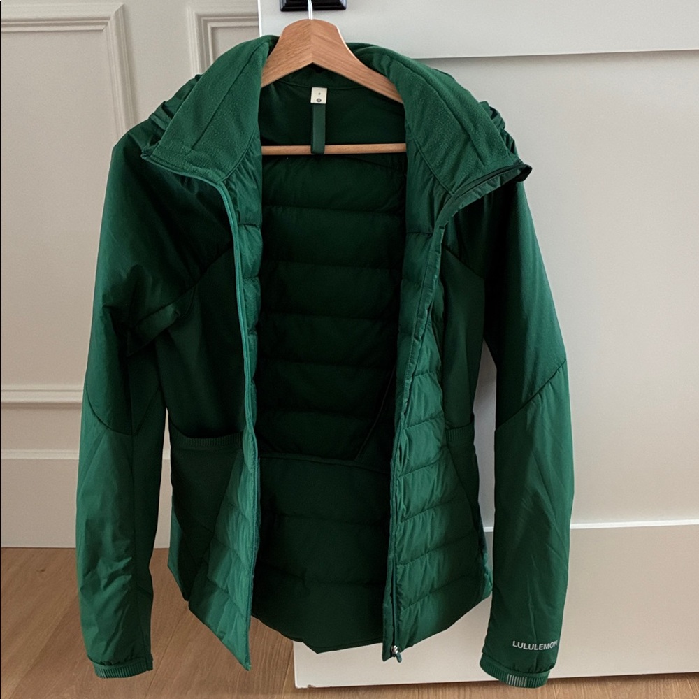 lululemon athletica Deep Green Quilted Hooded Jacket like new!